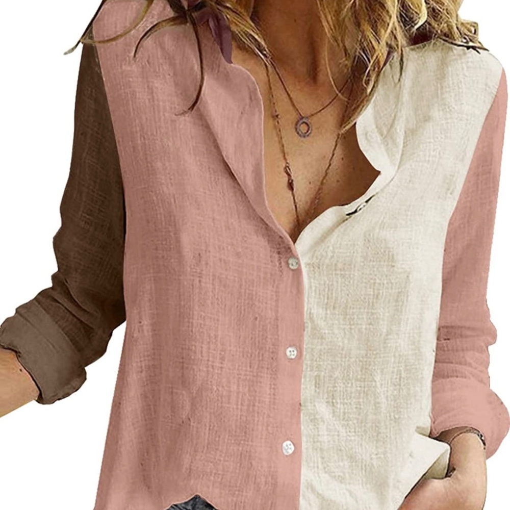 Astylish Womens V Neck Roll up Sleeve Button Down Blouses Tops  Astylish Womens